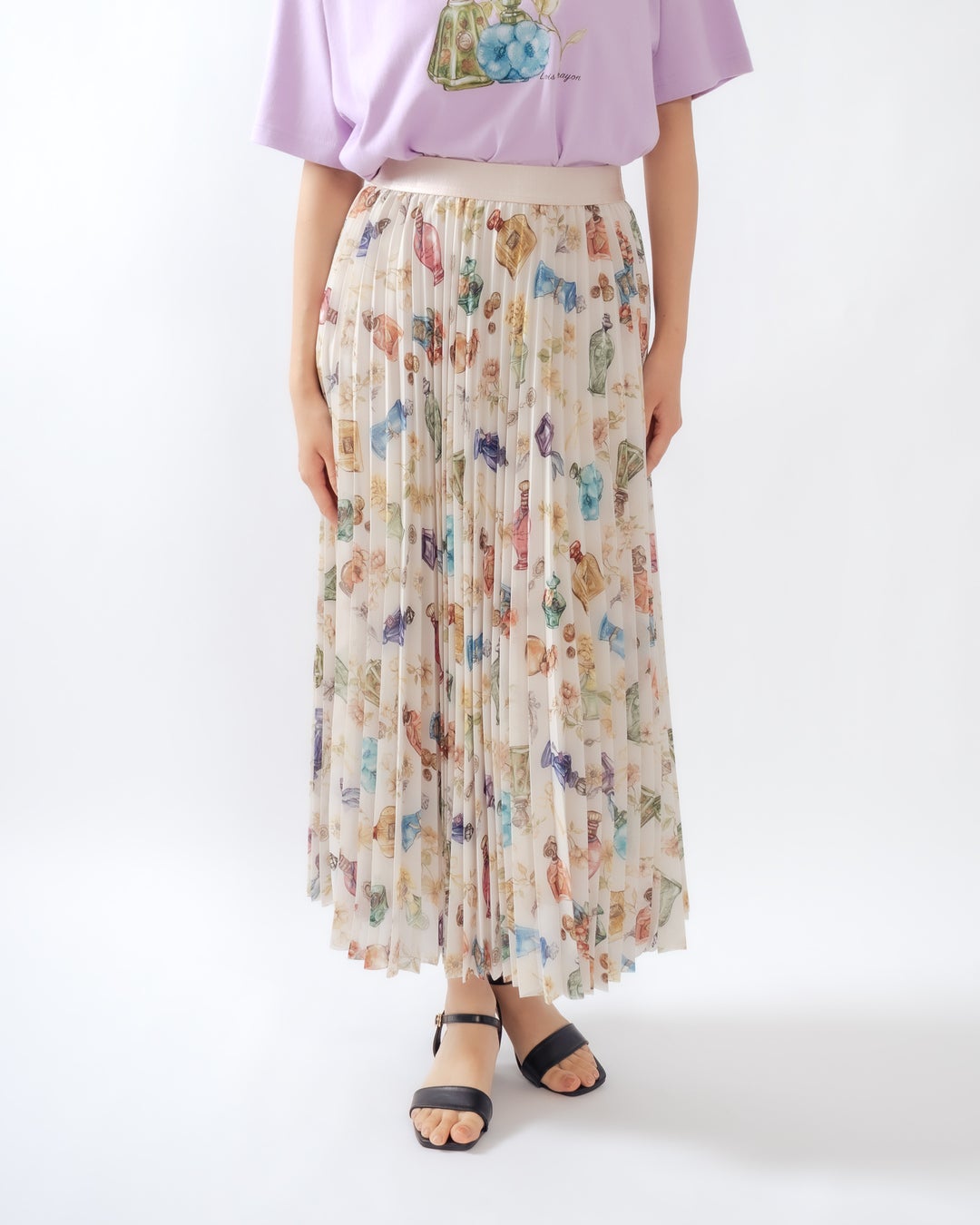 Lois Crayon ♡ ボタニカルプリントミックスプリーツロングスカート Lois CRAYON | CRAYON ONLINE STORE